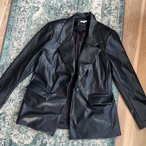 Faux leather blazer